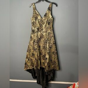Calvin Klein Black and Gold Lace Dress